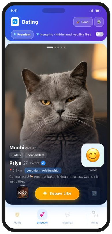 Premium tier — Dating screen with Incognito Mode